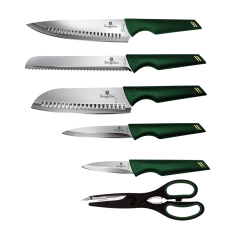 BERLINGER HAUS 7-részes rozsdamentes acél konyhai kés készlet állvánnyal EMERALD kés és bárd