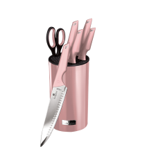 BERLINGER HAUS 7-részes rozsdamentes acél konyhai kés készlet állvánnyal PINK kés és bárd