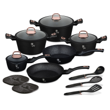 BERLINGER HAUS BH-8234N Black Rose Collection 15 részes Edénykészlet - Matt fekete, Rosegold edény