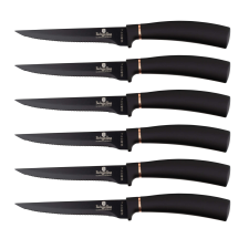 BERLINGER HAUS Black Rose Collection 6 db-os steak késkészlet tapadásmentes bevonattal tányér és evőeszköz