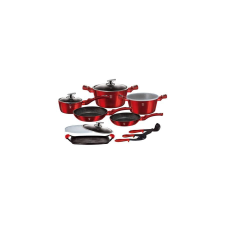 BERLINGER HAUS Metallic Burgundy Line 16 részes edénykészlet márvány bevonattal, metál külső bevonattal edény