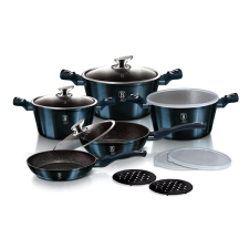 BERLINGER HAUS Tányérkészlet márványozott felülettel 13 db Aquamarine Metallic Line BH-7031 edény