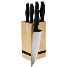 Berlingerhaus Matte Black Collection BAMBOO Késkészlet szögletes tartóval, 6 db kés és bárd