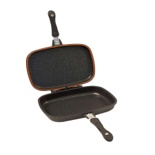 Berni Group -Sanity Stone dupla grillserpenyő, 36x25x7,5 cm, alumínium, antracit edény