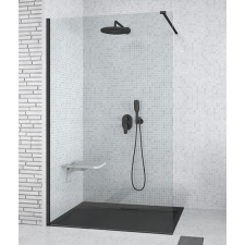  Besco AVEO black Walk-In 90x195cm zuhanyfal - fekete profillal és kitámasztóval kád, zuhanykabin