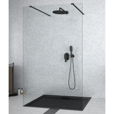  Besco AVEO due black Walk-In 110x195cm zuhanyfal - fekete kitámasztókkal kád, zuhanykabin