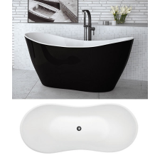  Besco VIYA BLACK&WHITE szabadonálló kád 160x70cm kád, zuhanykabin