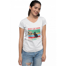  Best cat mom ever - Női V Nyakú Póló