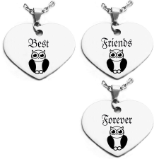 Best Friends Forever baglyos hármas medál lánccal vagy kulcstartóval (többféle) medál