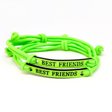  Best Friends (Legjobb Barátok) páros szövet karkötő, neonzöld karkötő