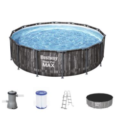 Bestway : NAXOS fa hatású fémvázas medence szett - 427 x 107 cm (5614Z) (5614Z) medence