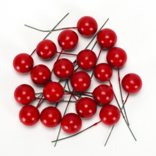  Beszúrós bogyó 2cm-es piros 20db/cs dekorációs kellék
