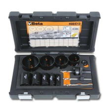 Beta 450/C13 HSS/Bimetall-koronafúrókészlet gáz és vízvezetékszerelőknek ütésálló műanyag dobozban barkácsgép tartozék