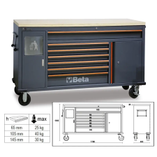 Beta C45PRO MWS/W 7 fiókos szerszámkocsi beépített hulladéktartóval (045000191) szerszám kiegészítő