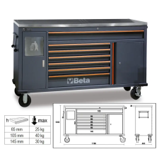 Beta C45PRO MWS/X 7 fiókos szerszámkocsi beépített hulladéktartóval (045000181) szerszám kiegészítő
