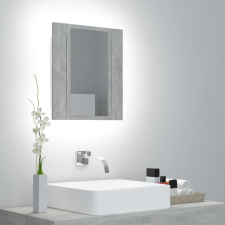  Betonszürke akril LED-es tükrös fürdőszobaszekrény 40x12x45 cm fürdőszoba bútor