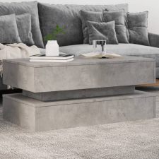 Betonszürke dohányzóasztal LED-lámpákkal 90x50x40 cm bútor