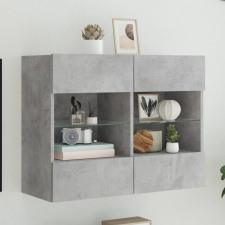 betonszürke falra szerelhető TV-szekrény LED-del 78,5x30x60,5cm bútor