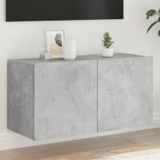 betonszürke falra szerelhető TV-szekrény LED-del 80x35x41 cm bútor