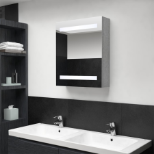 Betonszürke LED-es tükrös fürdőszobaszekrény 50 x 14 x 60 cm fürdőszoba bútor