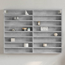 betonszürke szerelt fa vitrinszekrény 100 x 8,5 x 75 cm bútor