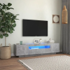  Betonszürke TV-szekrény LED-lámpákkal 160 x 35 x 40 cm