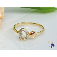  Betti antiallergén kisméretű, tini gyűrű szív alakú mintával, kövekkel 18K gyűrű