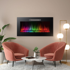 bewello Elektromos beépíthető kandalló - hősugárzó + RGB LED - 91 x 15 x 48 cm kályha, kandalló