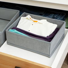bewello Szürke szövet tárolódoboz – 30×26×10 cm praktikus fiókrendező és szekrényszervező bútor