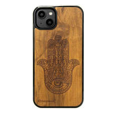Bewood Hamsa Imbuia tok iPhone 15 Plus - barna tok és táska