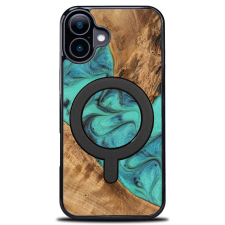 Bewood Turquoise MagSafe-kompatibilis tok iPhone 16 - barna-kék tok és táska