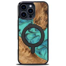 Bewood Turquoise MagSafe-kompatibilis tok iPhone 16 Pro Max - barna-kék tok és táska