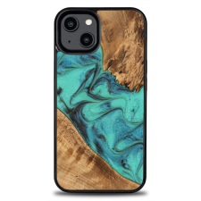 Bewood Turquoise tok iPhone 15 - barna-kék tok és táska