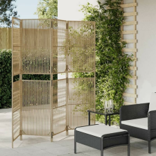 Bézs 4 paneles polyrattan térelválasztó bútor