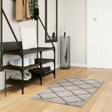  Bézs és antracit hosszú szálú bozontos modern szőnyeg 60x110cm lakástextília