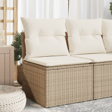  Bézs polyrattan karfa nélküli kerti kanapé párnával kerti bútor