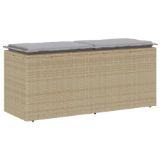 bézs polyrattan kerti pad párnával 110x40x44 cm kerti bútor