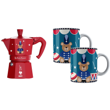 Bialetti Moka Express 6 adagos kotyogó + 2 db bögre - piros GD25 kávéfőző