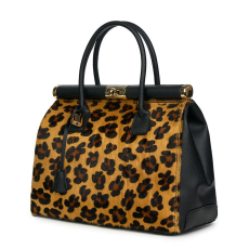  Bianca, természetes bőr táska, fekete/animal print
