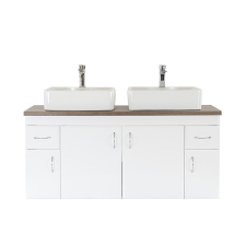  Bianco 130 alsó szekrény mosdó nélkül magasfényű fehér rauna munkalappal fürdőszoba bútor