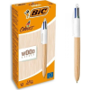 Bic Golyóstoll, 0,32 mm, nyomógombos, négyszínű, BIC "4 Colours Wood Effect" (548217)