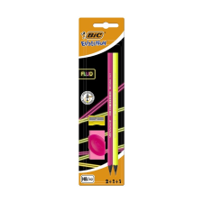 Bic Grafitceruza BIC Eco Evolution Black HB hatszögletű 2 db-os fluo+radír+hegyező ceruza