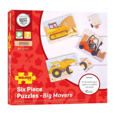 Bigjigs Építkezési járművek kirakós készlet, fa, 3 db puzzle puzzle, kirakós