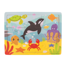 Bigjigs fa puzzle Tengeri világ 9 db puzzle, kirakós