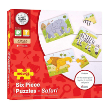 Bigjigs kirakós készlet, fa, boldog dzsungel modell, 3 db puzzle, kirakós