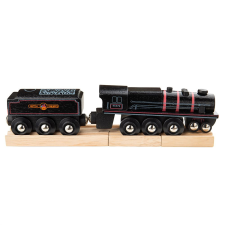 Bigjigs Rail fa Black 5 mozdony szenes vagonnal kreatív és készségfejlesztő