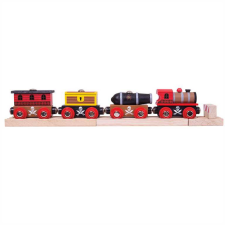 Bigjigs Rail fa kalózvonat szett + 3 sínnel kreatív és készségfejlesztő