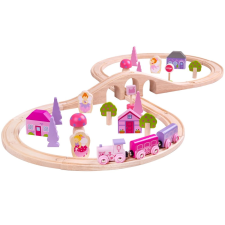  Bigjigs rail fa vonatkészlet hercegnőknek - 35 darabos kisvasút