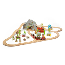 Bigjigs Rail fa vonatpálya Wild West 62 db kreatív és készségfejlesztő