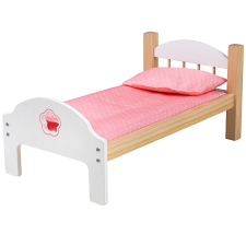 Bigjigs Toys fa babaágy rózsás takaróval játékbaba felszerelés